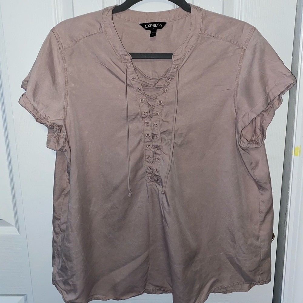 Pink lace up top